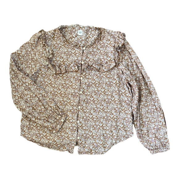 GAP Floral Ruffle Top • Size M • Cottagecore Boho Prairie - Picture 6 of 7